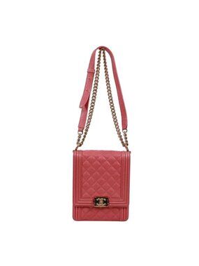 Chanel North South Boy Flap Caviar Leather Pink Shoulder Bag Gold